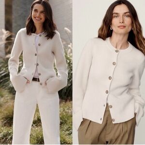 Jenni Kayne Cooper Cashmere Cardigan Warm Ivory Size Small